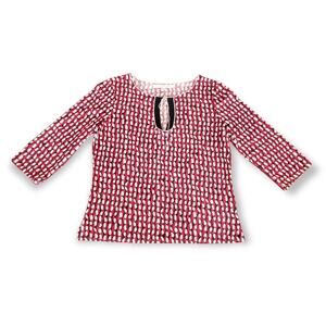 Studio M Red & Black Multi Design 3 Quarter Sleeved Blouse - Shirt - Size Large